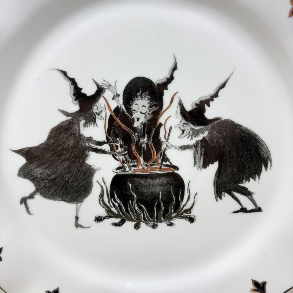 Potters Studio Three Witches Cauldron Coven Halloween Party 4 Dinner Plate Set 4 - Picture 8 of 8